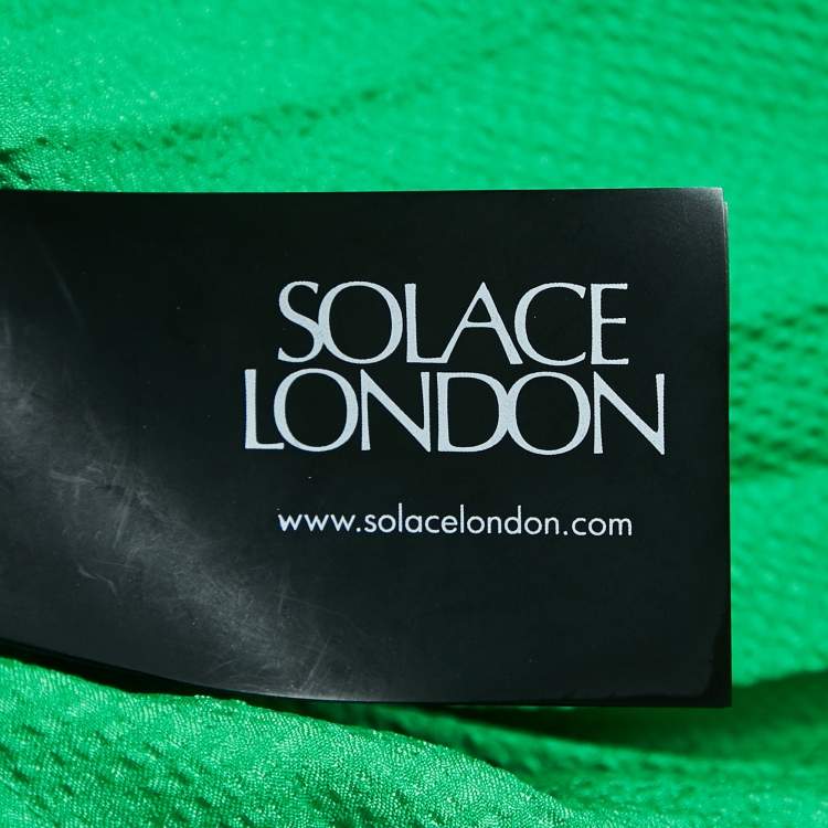 Pre Owned Solace London Sage Green Textured Crepe Pleated Maxi Dress L