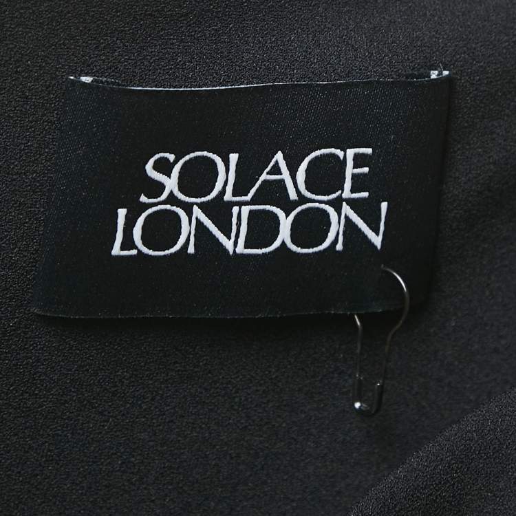 Pre Owned Solace London Black Crepe Trail Detail Irma Maxi Dress S