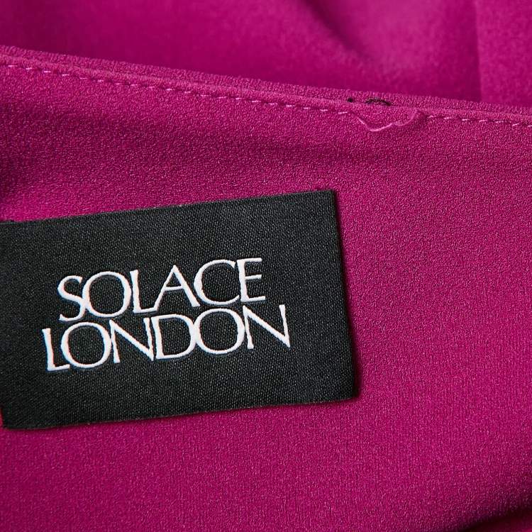 Pre Owned Solace London Purple Crepe One-Shoulder Maxi Dress M