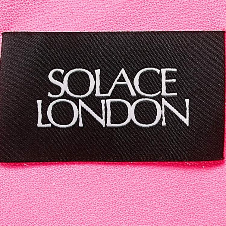 Pre Owned Solace London Pink Ruched Jersey One-Shoulder Amaya Midi Dress M