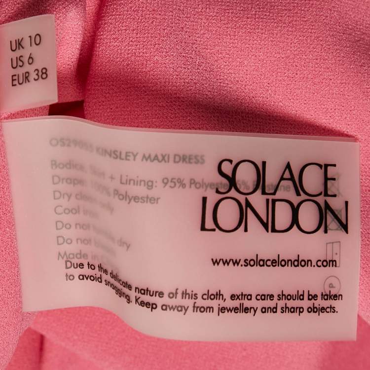 Pre Owned Solace London Pink Taffeta Strapless Draped Trail Detail Kinsley Gown M