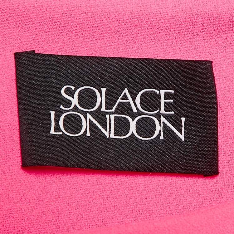 Pre Owned Solace London Pink Crepe Peyton Pleated Sleeve Mini Dress S