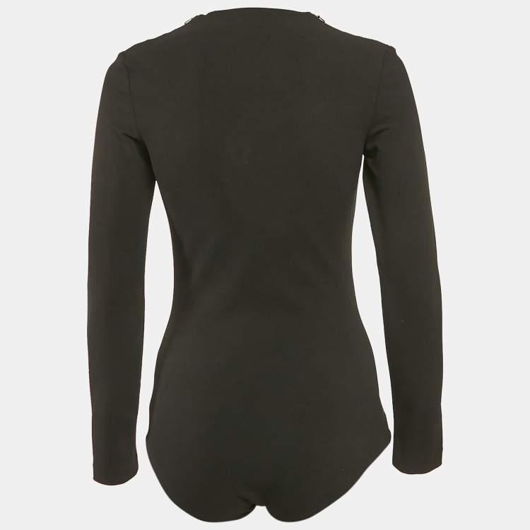 Pre Owned Solace London Black Crepe Keziah Bodysuit S