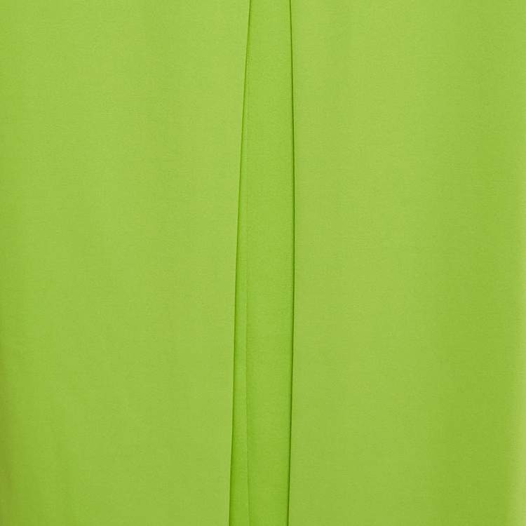 Pre Owned Solace London Lime Green Crepe Strapless Maxi Dress M