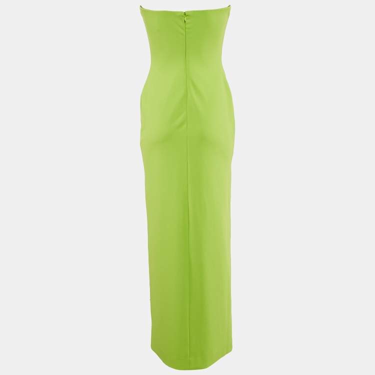 Pre Owned Solace London Lime Green Crepe Strapless Maxi Dress M