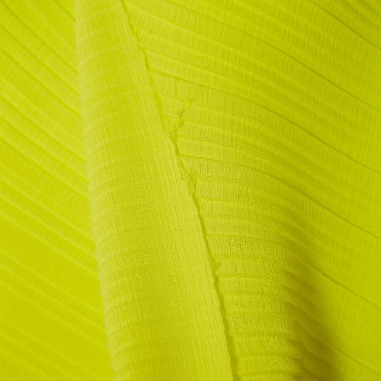 مملوكة مسبقًا Solace London Lime Green Plisse Long Sleeve Mini Dress S