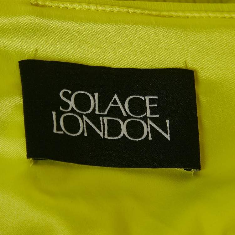 مملوكة مسبقًا Solace London Lime Green Plisse Long Sleeve Mini Dress S