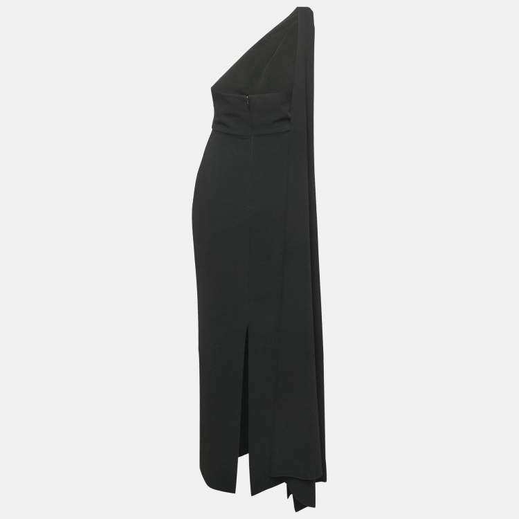 Pre Owned Solace London Black Crepe The Demi One-Shoulder Maxi Dress M