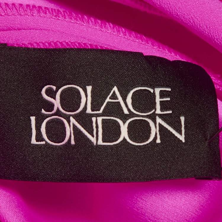 Pre Owned Solace London Pink Satin Storm Maxi Dress L