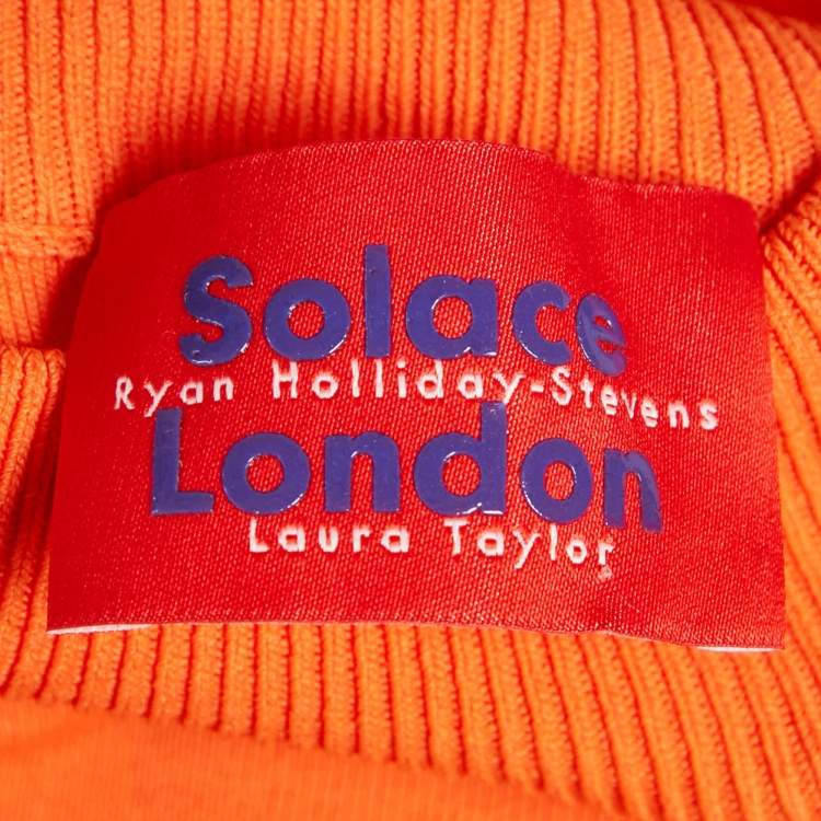 Pre Owned Solace London Orange Jersey Asymmetric Kalle Midi Dress S