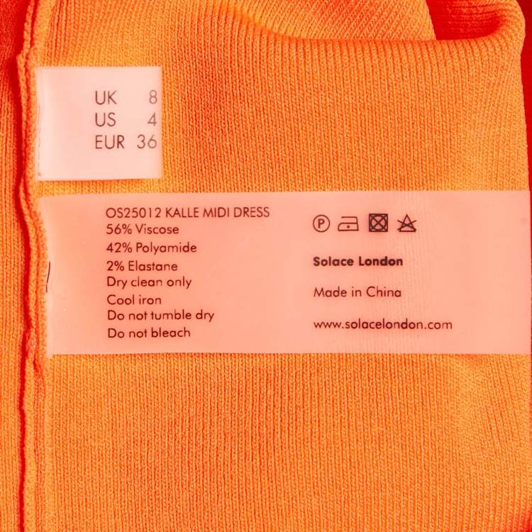 Pre Owned Solace London Orange Jersey Asymmetric Kalle Midi Dress S