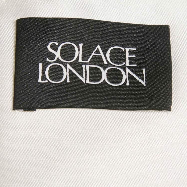 Pre Owned Solace London White Satin Off-Shoulder Puff Sleeve Bella Mini Dress M