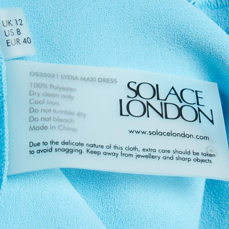 مملوكة مسبقًا Solace London Blue Crepe Flared One Sleeve Gown M