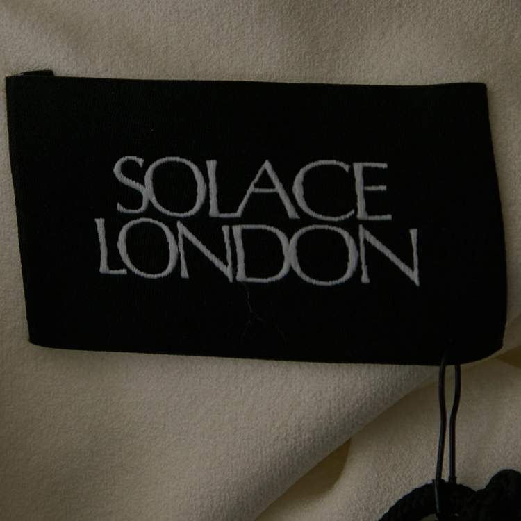 Pre Owned Solace London White Crepe & Satin Neck Detail Dahlia Maxi Dress L