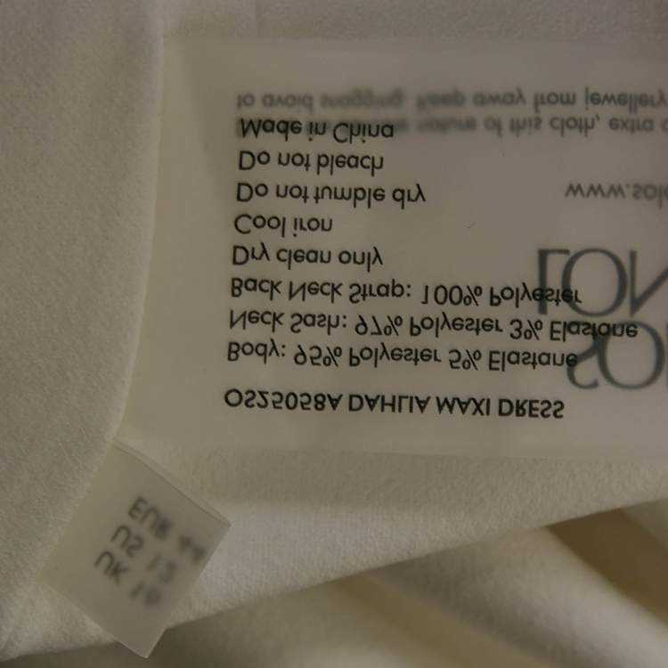Pre Owned Solace London White Crepe & Satin Neck Detail Dahlia Maxi Dress L