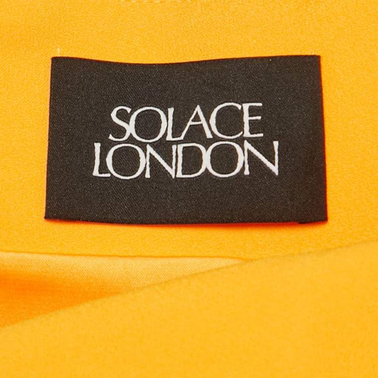 Pre Owned Solace London Orange Stretch Crepe Flared Sleeve Eliana Maxi Dress S  