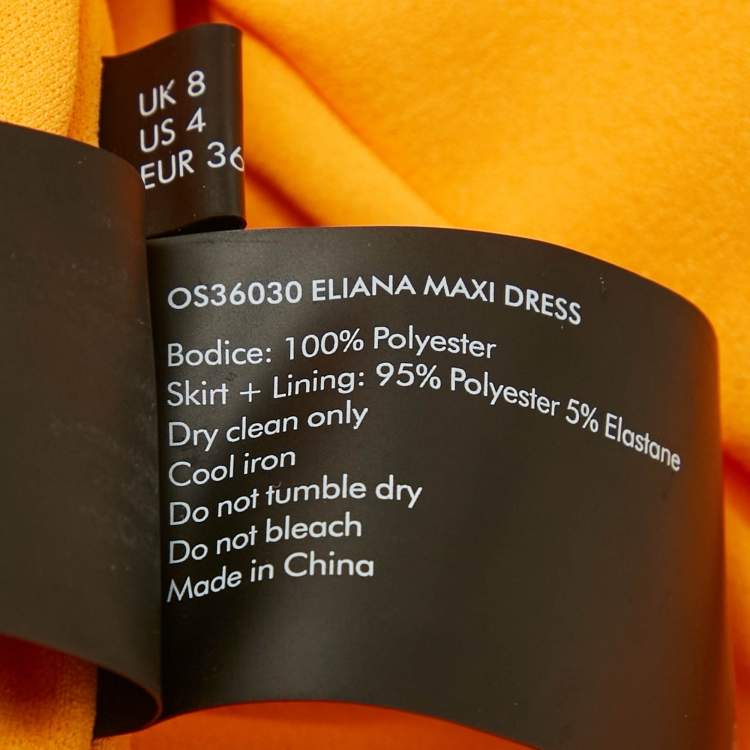 Pre Owned Solace London Orange Stretch Crepe Flared Sleeve Eliana Maxi Dress S  