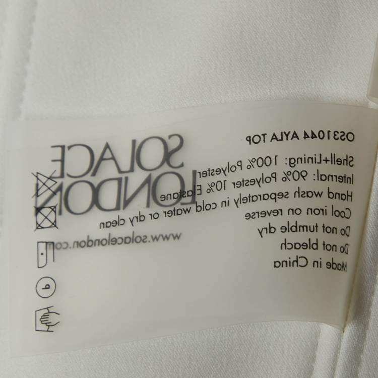 Pre Owned Solace London White Textured Satin Ayla Top M