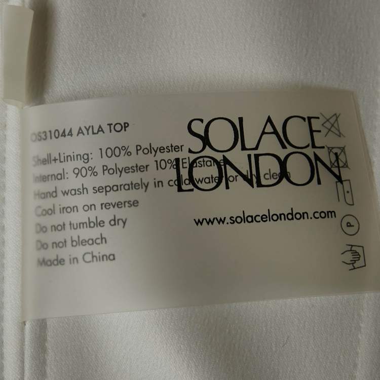 Pre Owned Solace London White Textured Satin Ayla Top M