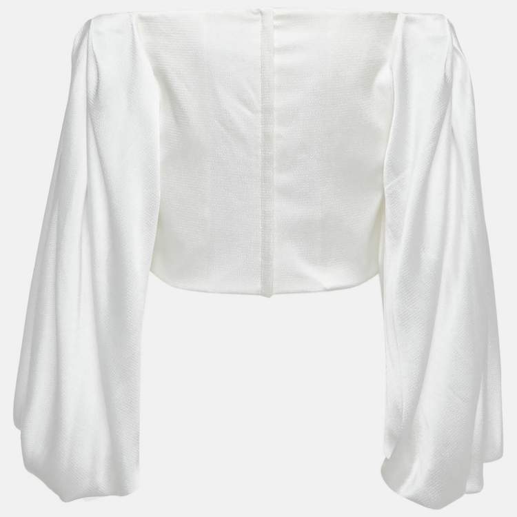 Pre Owned Solace London White Textured Satin Ayla Top M
