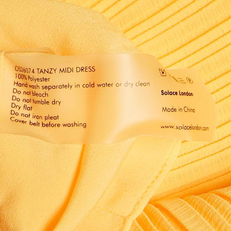 Pre Owned Solace London Yellow Plisse Bow Belted Tanzy Short Dress S