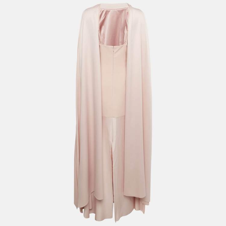 Pre Owned Solace London Pink Crepe Scarf- Neck Detail Cece Maxi Dress M