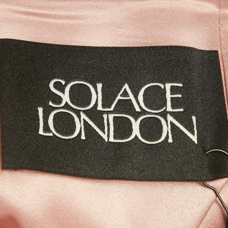 Pre Owned Solace London Pink Crepe Scarf- Neck Detail Cece Maxi Dress M
