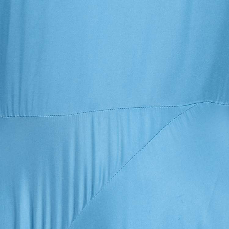 Pre Owned Solace London Blue Satin Asymmetrical Marlee Maxi Dress S 