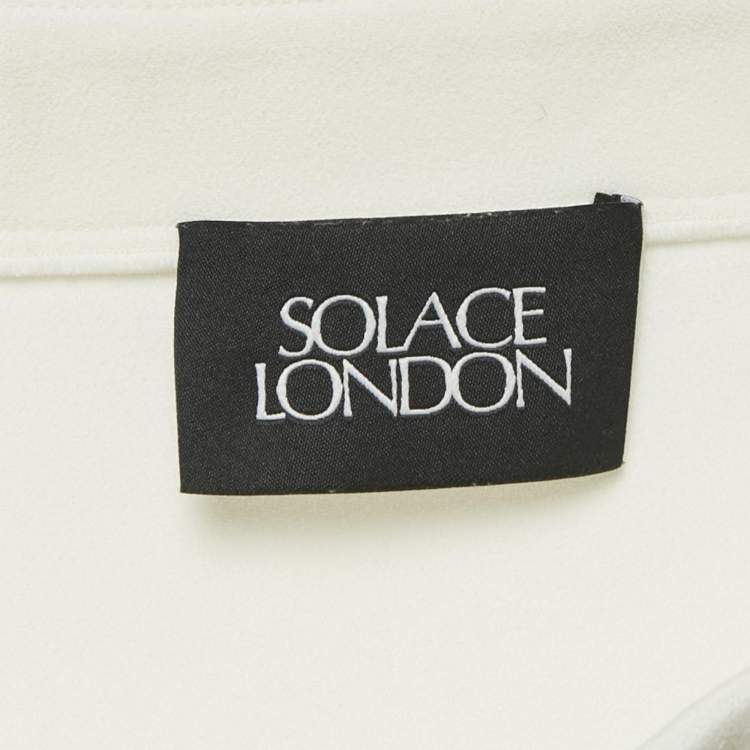 Pre Owned Solace London White Crepe Giana Draped Maxi Skirt M
