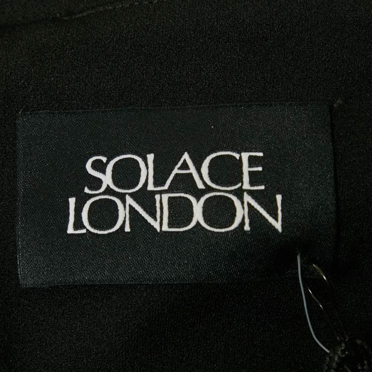 Pre Owned Solace London Black Crepe Dahlia Maxi Dress S