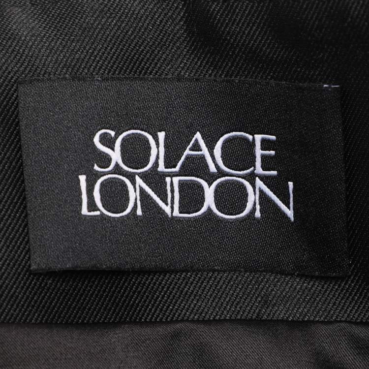 Pre Owned Solace London Black Satin Meyer Midi Dress S