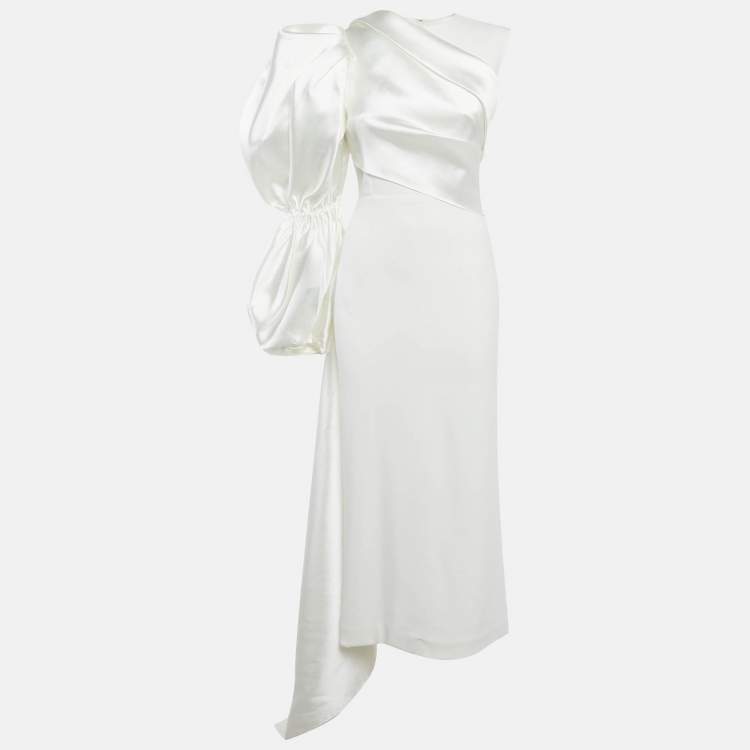 Pre Owned Solace London White Stretch Crepe and Satin Moore Maxi Dress M