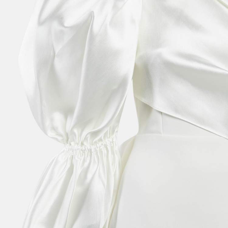 Pre Owned Solace London White Stretch Crepe and Satin Moore Maxi Dress M