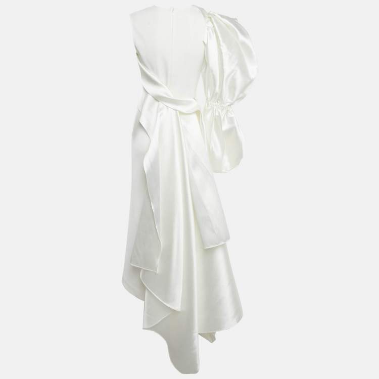 Pre Owned Solace London White Stretch Crepe and Satin Moore Maxi Dress M