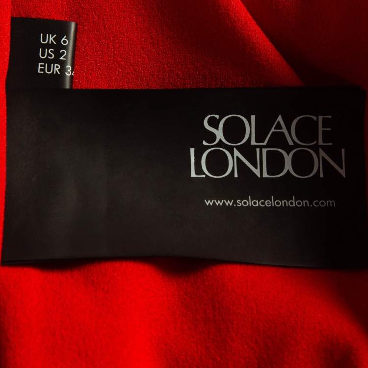 Pre Owned Solace London Red Stretch Crepe Petch Maxi Dress S