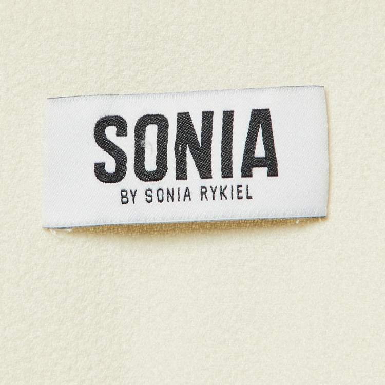 مملوكة مسبقًا Sonia by Sonia Rykiel Cream Crepe Embellished V-Neck Top M