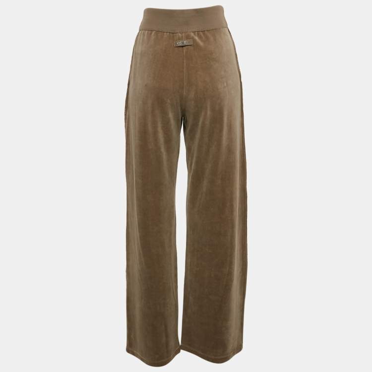 Pre Owned Sonia Rykiel Grey Velvet Wide-Leg Trousers S