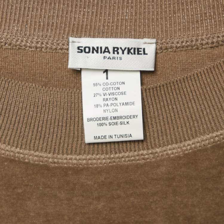 Pre Owned Sonia Rykiel Grey Cat Applique Velvet Sweatshirt S