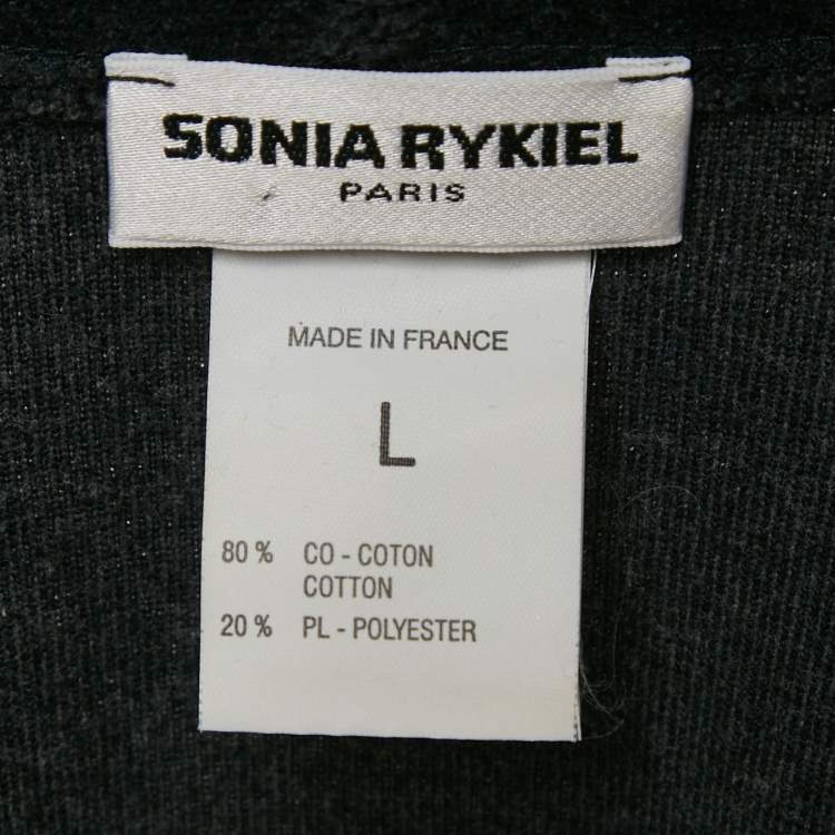 مملوكة مسبقًا Sonia Rykiel Grey Striped Velvet Zip-Up Hoodie L