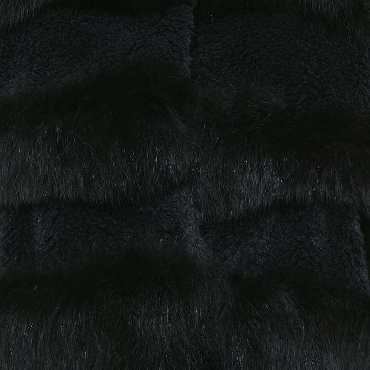 Pre Owned Sonia Rykiel Black Fur Button Front Coat M