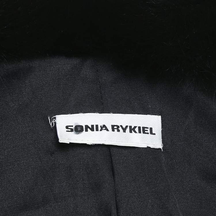 Pre Owned Sonia Rykiel Black Fur Button Front Coat M