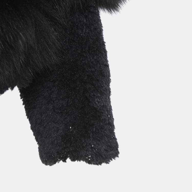 Pre Owned Sonia Rykiel Black Fur Button Front Coat M