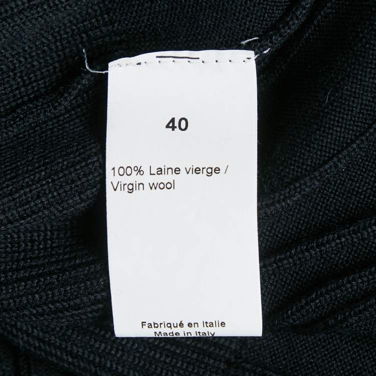 Pre Owned Sonia Rykiel Navy Blue/Black Rib Knit V-Neck Midi Dress M