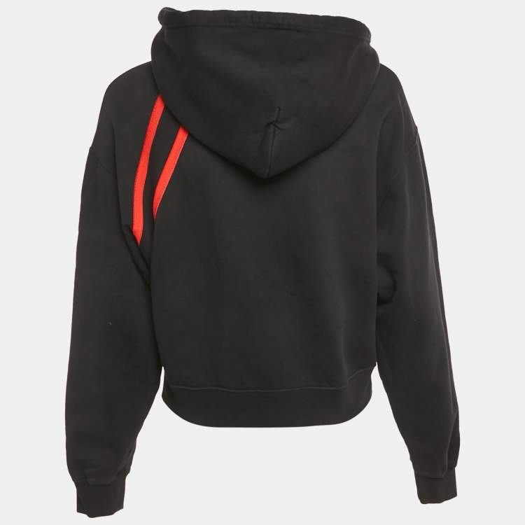 Pre Owned Sonia Rykiel Black Logo Trim Cotton Knit Hoodie M