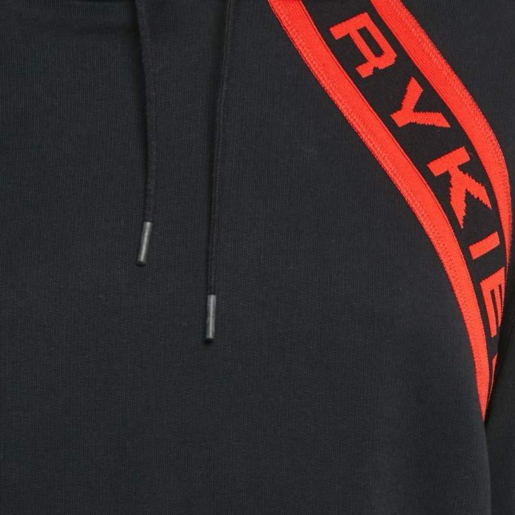 Pre Owned Sonia Rykiel Black Logo Trim Cotton Knit Hoodie M