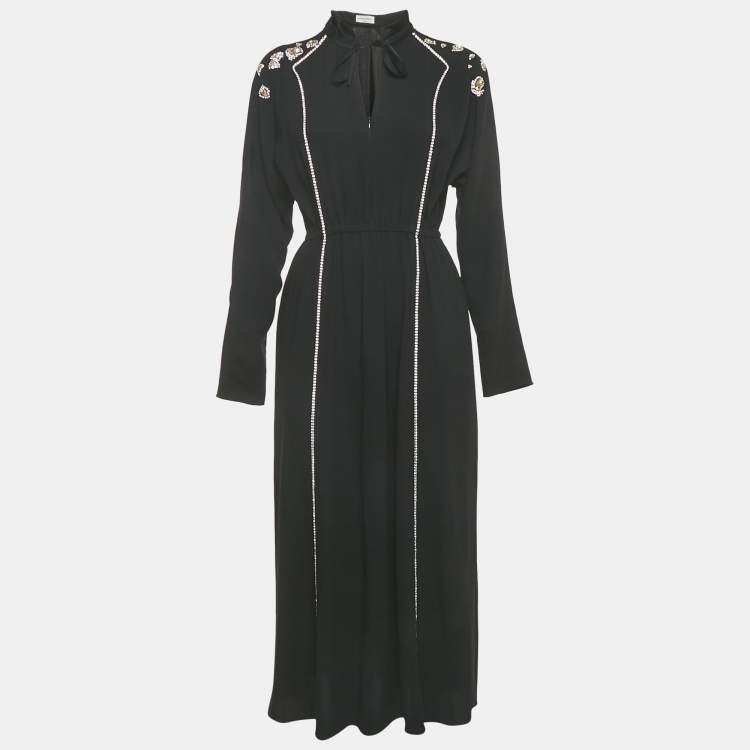 Pre Owned Sonia Rykiel Black Crystal Embellished Crepe Maxi Dress M