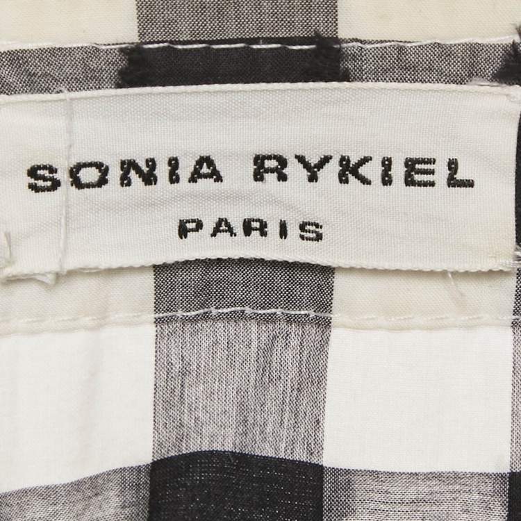 Pre Owned Sonia Rykiel Black/White Checked Cotton Long Kaftan Dress One Size 