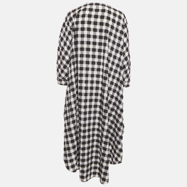 Pre Owned Sonia Rykiel Black/White Checked Cotton Long Kaftan Dress One Size 