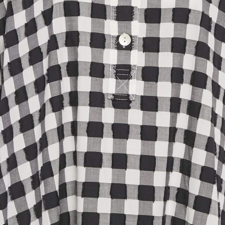 Pre Owned Sonia Rykiel Black/White Checked Cotton Long Kaftan Dress One Size 