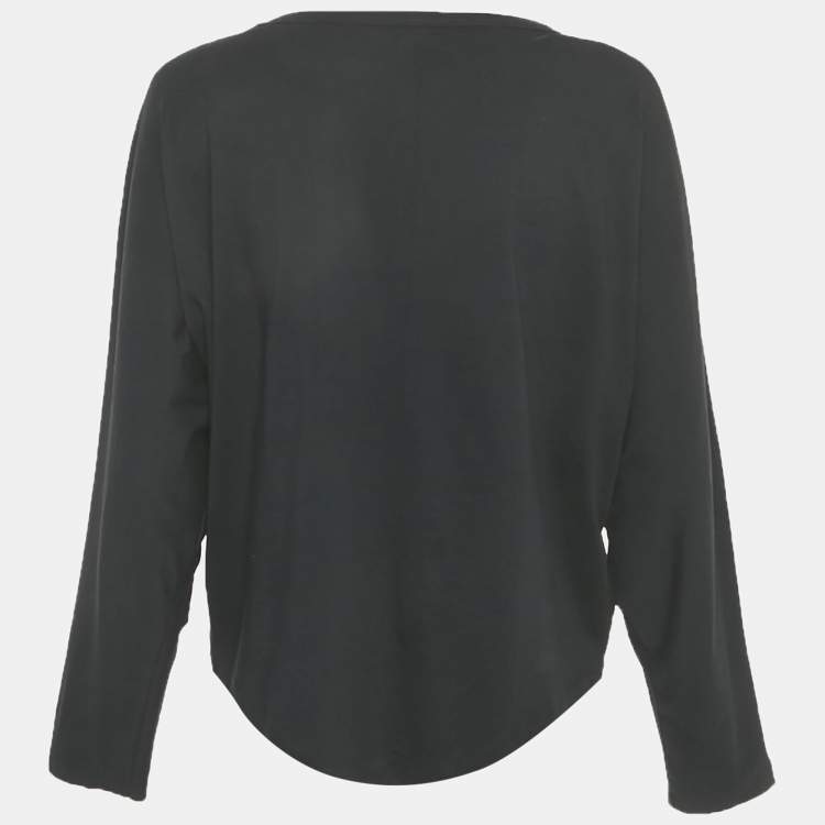 Pre Owned Sonia Rykiel Black Tiger Print Jersey Beaded Top L